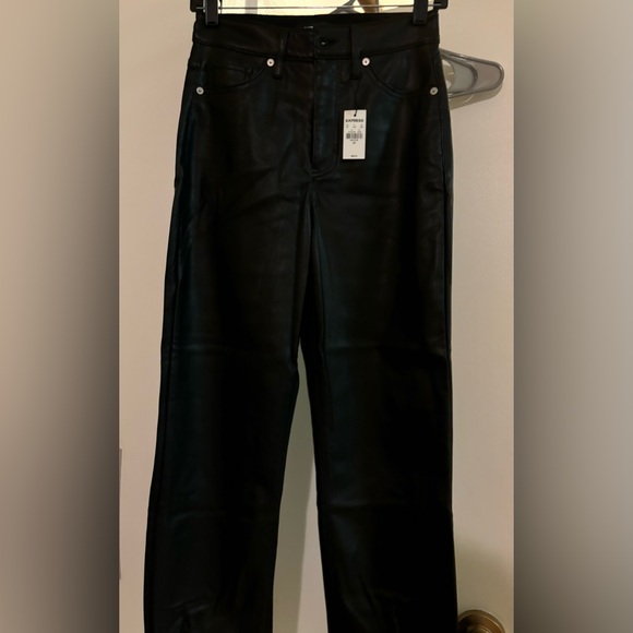 NWT Express faux leather high waisted straight leg pants - Picture 4 of 6